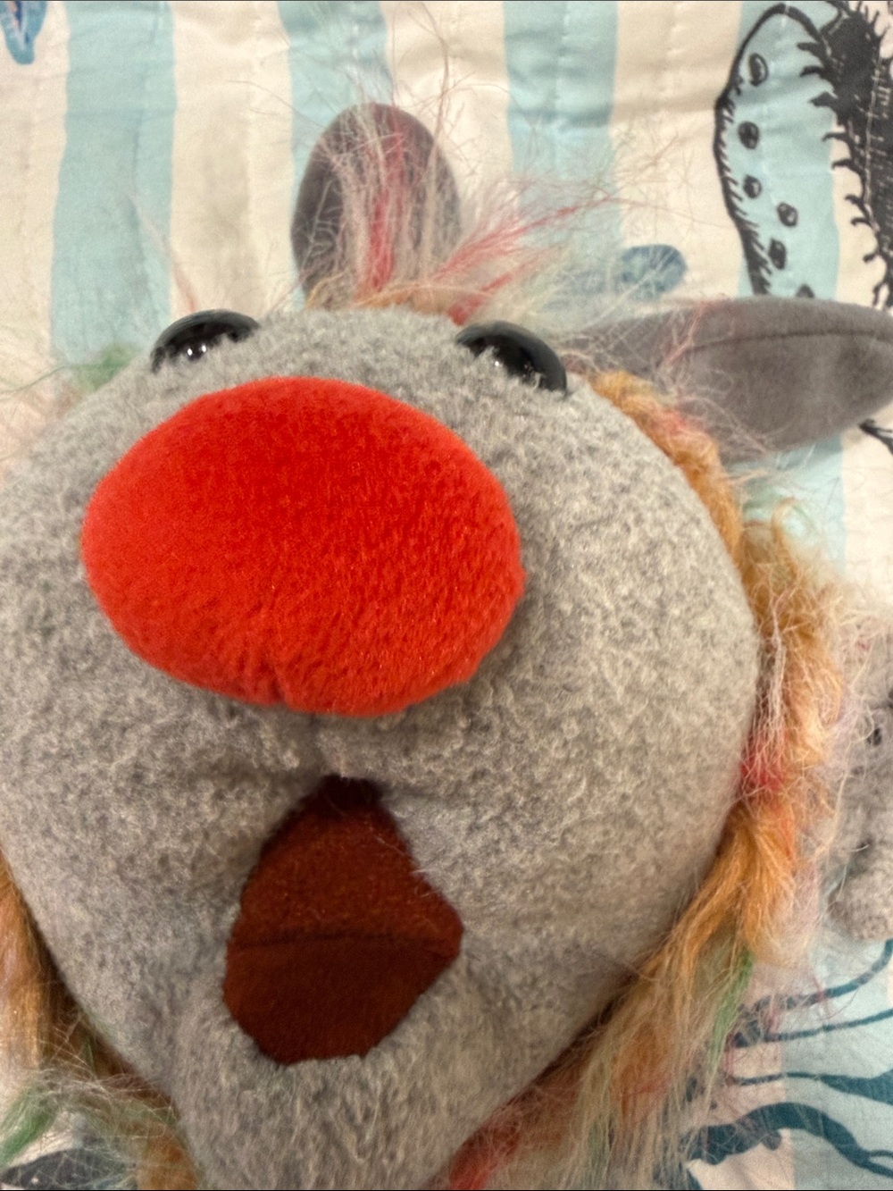 Plush Clown Doll in Red Outfit and Grey Fuzzy Puppet - Kids Toys - Picture 8 of 8